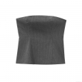 Women's Grey Pinstripe Strapless Tube Top Slim Fit Sexy Bustier Crop Top Worsted Fabric Sleeveless Tank Top for Party Club Sophisticated Lady Style