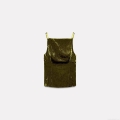 Women's Elegant Velvet Cami Top With Bow Back Detail Square Neck Slim Fit Short Vest Solid Color Army Green Socialite Style Camisole For Party Dating