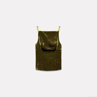 Women's Elegant Velvet Cami Top With Bow Back Detail Square Neck Slim Fit Short Vest Solid Color Army Green Socialite Style Camisole For Party Dating