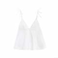 Women's Sexy Backless V-Neck Camisole Top Bow Tie Shoulder Straps White Polyester Twill A-Line Sleeveless Tank Top For Summer Party Club Streetwear