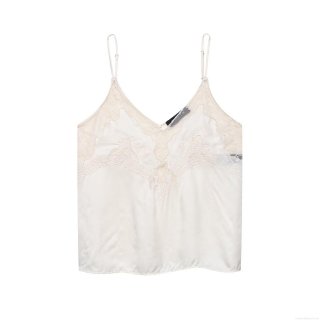 Sexy Lace Cami Top Satin V-Neck Camisole Adjustable Spaghetti Strap Tank Top For Women Party Clubwear Elegant Lingerie Style Sleeveless Blouse