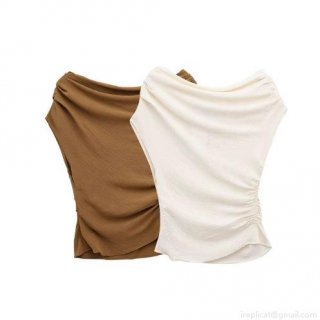 Women's Sexy One Shoulder Sleeveless Ruched Top Polyester Crinkle Fabric Asymmetrical Side Drawstring Slim Fit Tank Top For Party Club Elegant Daily Wear