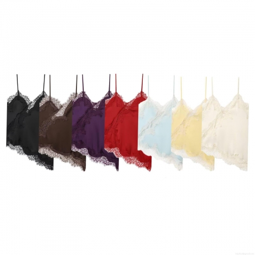 Women Sexy Satin Camisole Lace Patchwork Irregular Hem V-Neck Sleeveless Top Solid Color Tank Top For Party Clubwear Streetwear Casual Spring Summer