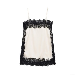 Elegant Satin Lace Camisole For Women Sexy V Neck Sleeveless Top With Eyelash Lace Trim Cream Black Patchwork Polyester Satin Tank Top Celebrity Style Summer Vest