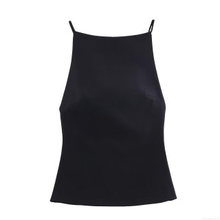 Women's Sexy Back Bowknot Camisole Slim Fit Sleeveless Tank Top Elegant Solid Black White Contrast Bow Street Style Party Clubwear Polyester Top For Women