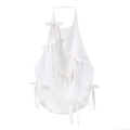 Women's Sexy Bow Halter Neck Top Sweet Off-White Backless Camisole Aesthetic Sleeveless Woven Crop Top for Summer Party Streetwear