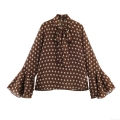 Women's Chiffon Polka Dot Blouse Long Sleeve Trumpet Sleeve Pussy Bow Tie Neck Top Casual Commute Loose Polyester Shirt