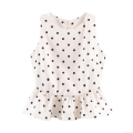 Women's Polka Dot Peplum Top Sleeveless Polyester Round Neck Back Zipper Vest Elegant Summer Slim Fit Party Casual Sleeveless Shirt