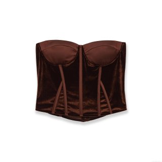 French Luxury Velvet Satin Patchwork Fishbone Corset Top Sexy Strapless Bustier Crop Top Sleeveless Waist Cincher Vest For Women Party Clubwear