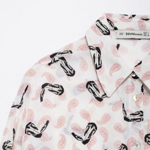 Women's Retro Paisley Cowboy Boot Print Shirt Long Sleeve Lapel Blouse Button Down Casual Commuter Polyester Top For Women