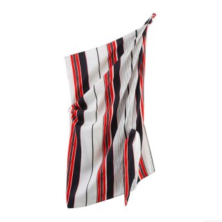 Women's One Shoulder Asymmetric Striped Satin Top Sexy Knot Detail Sleeveless Cami Shirt For Summer Party Streetwear Red Black White Polyester Tank Top