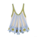 Women's Bohemian Crochet Knit Camisole Peplum Tank Top Sweet Floral V-Neck Hollow Out Sleeveless Vest For Summer Beach Vacation