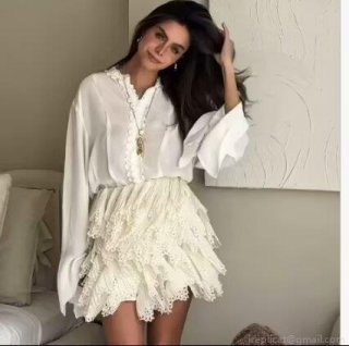 Women Elegant Ruffle Collar White Blouse Vintage Flare Sleeve Loose Fit Long Sleeve Office Shirt Solid Color Polyester Tops For Ladies