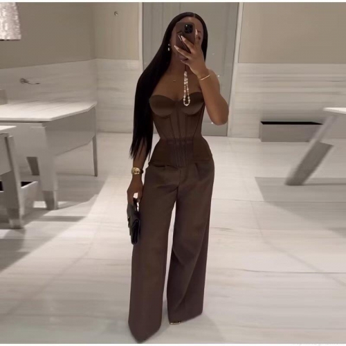 Sexy Women's Satin Corset Top Strapless Boned Bustier Back Lace-up Solid Color Slim Fit Tank Top For Party Clubwear Elegant Sleeveless Bustier