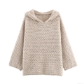 Women's Chunky Knit Hooded Sweater Polyester Thick Loose Pullover Top For Autumn Winter Casual Lazy Style Fashionable Warm Knitted Outerwear
