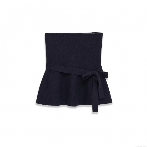 Women's Strapless Knit Tube Top With Ruffle Hem And Bow Tie Sexy Solid Color Crop Top For Summer Streetwear Party Fashionable Camisole