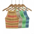 Women's Y2K Striped Knit Halter Cami Top Sexy Slim Fit Ribbed Sleeveless Crop Top Summer Sweet Spicy Style Tank Top