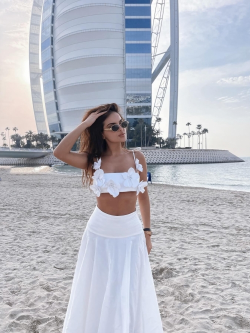 Women's 3D Flower Camisole Top Elegant Satin Polyester Slim Fit Backless Lace Up Tank Top For Vacation Beach Party Streetwear