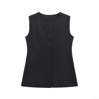 Women's Mercerized Cotton Knitted Sleeveless Tank Top Button Front Round Neck Slim Fit Vest For Daily Streetwear Casual Party Fashion