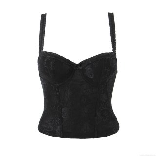 Women's Sexy Lace Corset Top Floral Jacquard Fishbone Cami Top With Ruffle Straps Slim Fit Sleeveless Streetwear Clubwear Party Short Top