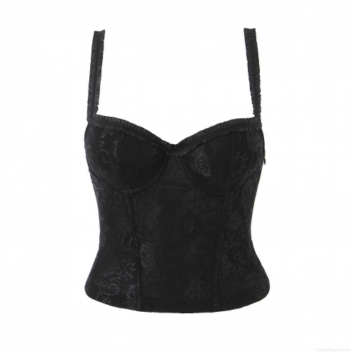 Women's Sexy Lace Corset Top Floral Jacquard Fishbone Cami Top With Ruffle Straps Slim Fit Sleeveless Streetwear Clubwear Party Short Top