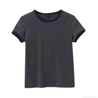 Women's Striped T-Shirt Cotton Spandex Casual Short Sleeve Crew Neck Tee Summer Preppy Style Streetwear Top For Ladies Comfortable Breathable Fashion Clothing