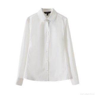 Women's Long Sleeve White Shirt 95% Cotton 5% Spandex Turn-Down Collar Button Down Blouse Classic Slim Fit Professional Office Commuter Top Casual Streetwear Blouse
