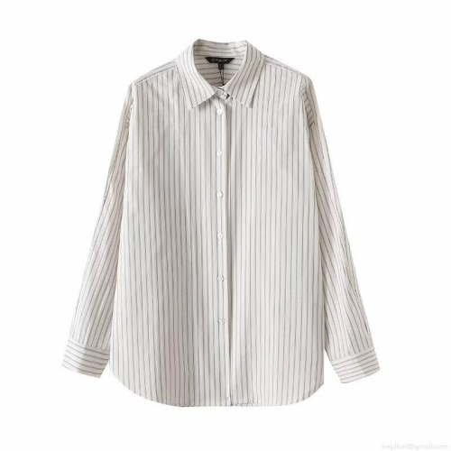 Women's Vertical Striped Long Sleeve Button Down Shirt 95% Cotton 5% Spandex Loose Casual Blouse For Office Daily Wear Fashion Versatile Tops