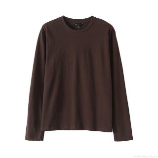 Women's Basic Cotton Blend Long Sleeve T-Shirt Slim Fit Round Neck Solid Color Top Soft Base Layer for Autumn Winter Streetwear Daily Wear
