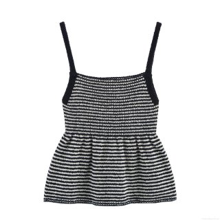 Women's Striped Knit Camisole Top Spaghetti Strap Ruffle Hem Polyester Nylon Sleeveless Tank Top For Summer Streetwear Vacation