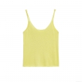Women Sexy Hollow Out Knit Camisole Top Slim Fit Neon Yellow Backless Tank Top Summer Casual Streetwear Lightweight Sleeveless Vest