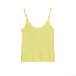 Women Sexy Hollow Out Knit Camisole Top Slim Fit Neon Yellow Backless Tank Top Summer Casual Streetwear Lightweight Sleeveless Vest