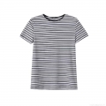 Women's Slim Fit Striped T-Shirt Round Neck Short Sleeve Cotton Blend Ribbed Knit Summer Top Casual Fashion Tee For Ladies