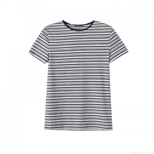 Women's Slim Fit Striped T-Shirt Round Neck Short Sleeve Cotton Blend Ribbed Knit Summer Top Casual Fashion Tee For Ladies