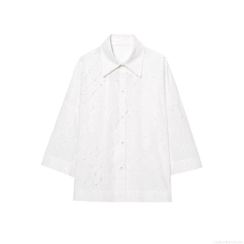 Women's Loose Turn-down Collar Long Sleeve Shirt With Fringe Tassel Texture Solid White Button Down Blouse Top For Summer Streetwear Office