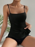 Women's Casual Camisole Top 95% Polyester 5% Elastane Square Neck Sleeveless Slim Fit Summer Cami Tank Top For Daily Dating Minimalist Style