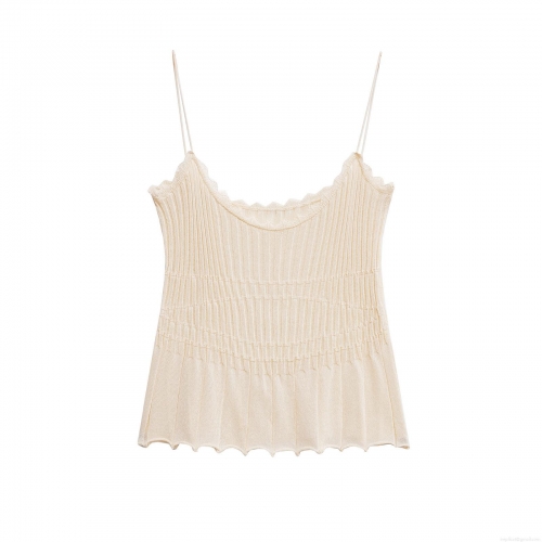 Women's Sexy Lace Patchwork Knitted Camisole Top Summer Spaghetti Strap Cropped Tank Top Western Streetwear Style Slim Fit Sleeveless Cami Top for Women Girls