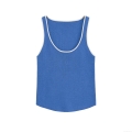 Women's Mercerized Cotton Ribbed Knit Tank Top Color Block Trim Sleeveless Crew Neck Summer Casual Streetwear Vest Camisole