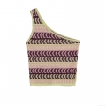 Women's One Shoulder Knit Tank Top Colorful Wavy Striped Slant Neck Sleeveless Crochet Crop T-Shirt For Summer Streetwear Vacation Beach Party