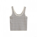 Women's Striped Knit Camisole Polyester Cotton Slim Fit U-Neck Sleeveless Crop Tank Top Streetwear Ribbed Knit Vest Top Black White
