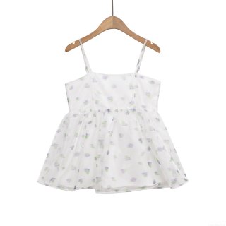 Women's Floral Spaghetti Strap Camisole Polyester Organza Backless Summer Tank Top Street Style Sexy Peplum Hem Top For Women