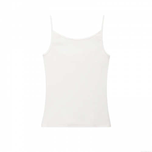 Women's Ribbed Knit Camisole Spaghetti Strap Slim Fit Tank Top Solid White Sexy Summer Sleeveless Vest Base Layer Shirt For Daily Casual Party