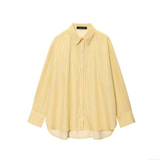 Women's Casual Oversized Stripe Shirt Long Sleeve Lapel Collar Button Down Polyester Blouse Autumn Fashion Streetwear Tops