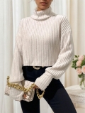 Women's Turtleneck Ribbed Knit Crop Top Long Sleeve Polyester Viscose Blend Slim Fit Pullover Sweater Autumn Winter Casual Base Layer Knitwear For Women
