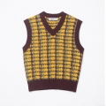Women Vintage Plaid Knitted V-Neck Vest Sleeveless Retro Checkerboard Sweater Vest Pullover Autumn Winter Casual Fashion Knit Tank Top