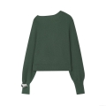 Women's Asymmetrical Neck Knitted Top Long Sleeve Polyester Pullover With Metal Ring Decoration Casual Street Style Autumn Jumper For Women