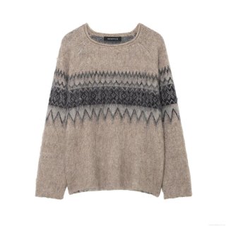 Women's Nordic Fair Isle Jacquard Knit Sweater Oversized Round Neck Long Sleeve Mohair Texture Pullover Jumper For Autumn Winter Daily Streetwear