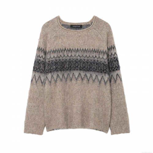 Women's Nordic Fair Isle Jacquard Knit Sweater Oversized Round Neck Long Sleeve Mohair Texture Pullover Jumper For Autumn Winter Daily Streetwear