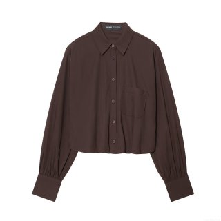 Women's Cropped Plaid Shirt European Style Long Sleeve Seersucker Blouse Single Pocket Button Down Top For Streetwear Casual Spring Autumn