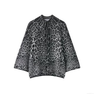 Women's Oversized Leopard Print Knit Sweater Casual Round Neck Long Sleeve Polyester Pullover Streetwear Animal Pattern Loose Jumper